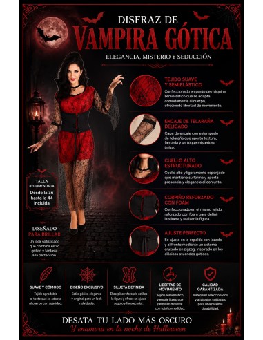 Fantasia de Vampira Tamanho M | Fantasias para Adultos O Rei do Carnaval
